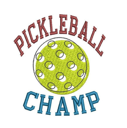 Pickleball Champ Embroidery Machine Design, pickleball embroidery design, 4x4 hoop, Pickle ball towel embroidery