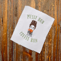 Messy Bun Coffee Run Machine Embroidery Design, 2 sizes