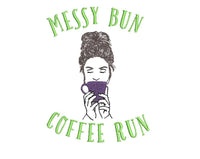 Messy Bun Coffee Run Machine Embroidery Design - sproutembroiderydesigns