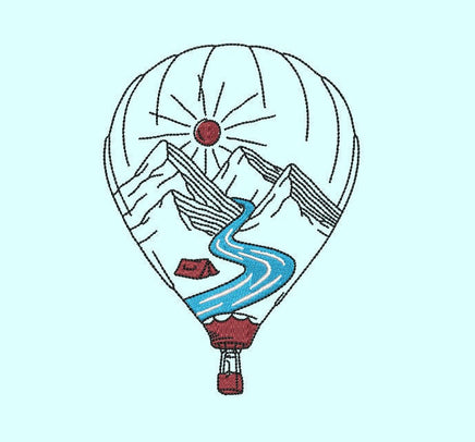 Hot Air Balloon Camping Machine Embroidery Design - sproutembroiderydesigns