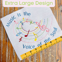 Music is the Voice of the Soul Machine Embroidery Design, 3 sizes, Swirl music notes embroidery design, music machine embroidery - sproutembroiderydesigns