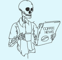 Coffee News Skeleton Machine Embroidery Design, Skeleton embroidery design - coffee embroidery design