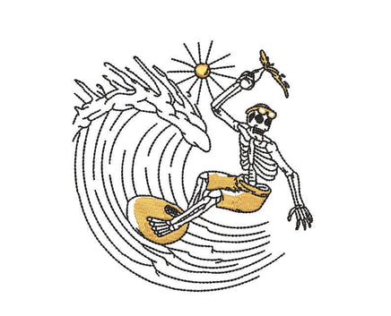 Skeleton Surfer Machine Embroidery Design - sproutembroiderydesigns