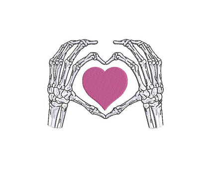 Skeleton Hand Heart Machine Embroidery Design - sproutembroiderydesigns