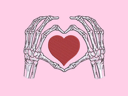 Skeleton Hand Heart Machine Embroidery Design - sproutembroiderydesigns