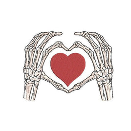 Skeleton Hand Heart Machine Embroidery Design - sproutembroiderydesigns