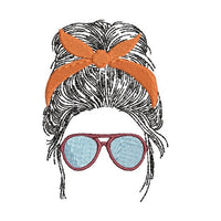 Sunglasses Messy Bun Machine Embroidery Design - sproutembroiderydesigns