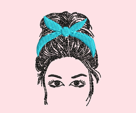 Messy Bun Hair Tie Machine Embroidery Design - sproutembroiderydesigns