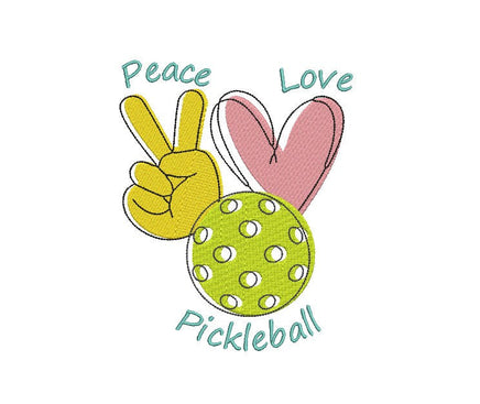 Peace, Love, Pickleball Embroidery Machine Design - sproutembroiderydesigns