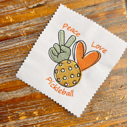 Peace, Love, Pickleball Embroidery Machine Design, pickleball embroidery design, 4x4 hoop, Pickle ball towel embroidery - sproutembroiderydesigns