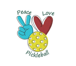 Peace, Love, Pickleball Embroidery Machine Design, pickleball embroidery design, 4x4 hoop, Pickle ball towel embroidery