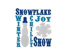 Block Winter Chilly Joy Snowman Machine Embroidery Design-2 sizes - sproutembroiderydesigns