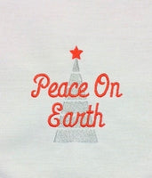 Peace On Earth Christmas Tree Machine Embroidery Design - 2 sizes, holiday embroidery design, Christmas towel embroidery - sproutembroiderydesigns