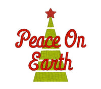 Peace On Earth Christmas Tree Machine Embroidery Design - 2 sizes, holiday embroidery design, Christmas towel embroidery - sproutembroiderydesigns