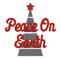 Peace On Earth Christmas Tree Machine Embroidery Design - 2 sizes, holiday embroidery design, Christmas towel embroidery - sproutembroiderydesigns