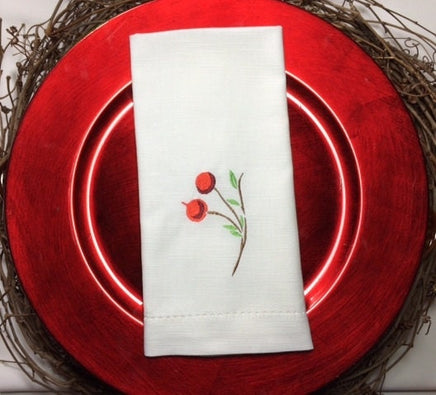 Christmas Berries Sprig Machine Embroidery Design/ berry / red / white / green / embroidered / pattern - sproutembroiderydesigns