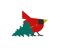Cardinal and Christmas Tree Machine Embroidery Design - sproutembroiderydesigns
