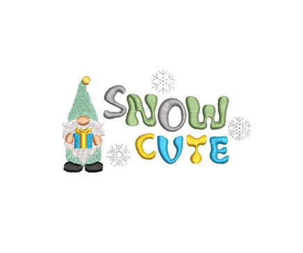 Snow Cute Gnome Machine Embroidery Design, 2 Sizes, Christmas gnome embroidery