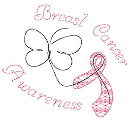 Breast Cancer Awareness Butterfly Ribbon Machine Embroidery Design, 5x7 hoop - sproutembroiderydesigns