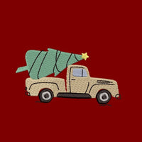 Vintage Christmas Tree Truck Machine Embroidery Design - sproutembroiderydesigns