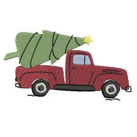 Vintage Christmas Tree Truck Machine Embroidery Design - sproutembroiderydesigns