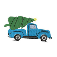 Vintage Christmas Tree Truck Machine Embroidery Design - sproutembroiderydesigns