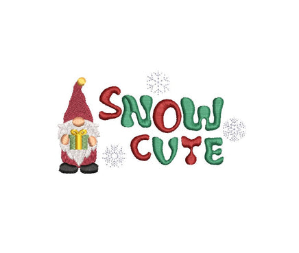 Snow Cute Gnome Machine Embroidery Design, 2 Sizes, Christmas gnome embroidery