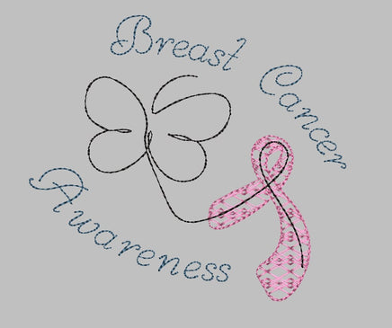 FREE Breast Cancer Awareness Butterfly Ribbon Machine Embroidery Design - sproutembroiderydesigns