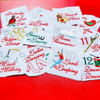 Twelve Days of Christmas Embroidery Design, Quick Stitch, 4x4 and 5x7 hoop, 12 Days of Christmas