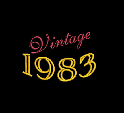 Vintage 1983 Machine Embroidery Design, 40th birthday embroidery design, 4x4 and 5x7 Hoop, Birthday embroidery design, year embroidery