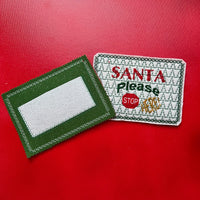 Santa Post Card Embroidery Design, Santa Please Stop Here Postcard In The Hoop embroidery design, ITH
