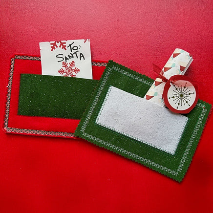 Letter to Santa Post Card Embroidery Design, In the Hoop Gift Card Holder