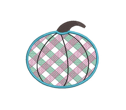 Plaid Pumpkin Thanksgiving Machine Embroidery Design, 3 sizes, Pumpkin embroidery design, 4x4 Hoop, 5x7 Hoop