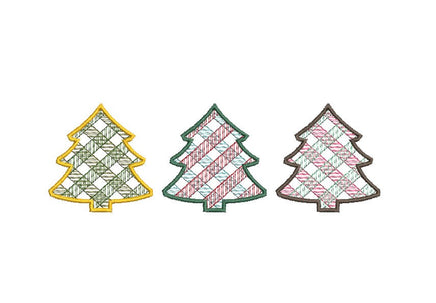 Plaid Christmas Trees Machine Embroidery Design, 2 sizes, Plaid Trees Embroidery Design