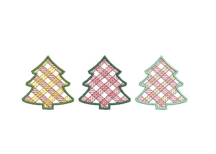 Plaid Christmas Trees Machine Embroidery Design, 2 sizes, Plaid Trees Embroidery Design