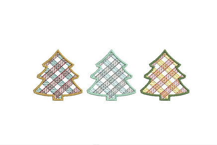 Plaid Christmas Trees Machine Embroidery Design, 2 sizes, Plaid Trees Embroidery Design
