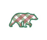 Plaid Bear Machine Embroidery Design, 3 sizes, Plaid Christmas Embroidery Design