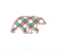 Plaid Bear Machine Embroidery Design, 3 sizes, Plaid Christmas Embroidery Design