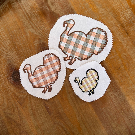 Plaid Turkey Thanksgiving Machine Embroidery Design, 3 sizes, Turkey embroidery design, 4x4 Hoop, 5x7 Hoop