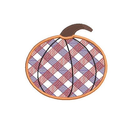 Plaid Pumpkin Thanksgiving Machine Embroidery Design, 3 sizes, Pumpkin embroidery design, 4x4 Hoop, 5x7 Hoop