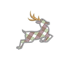 Plaid Reindeer Machine Embroidery Design, 4x4 hoop, Plaid Christmas Embroidery Design - sproutembroiderydesigns