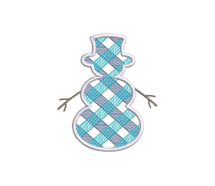 Plaid Snowman Machine Embroidery Design, 3 Sizes, Plaid Christmas Embroidery Design