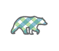 Plaid Bear Machine Embroidery Design, 3 sizes, Plaid Christmas Embroidery Design