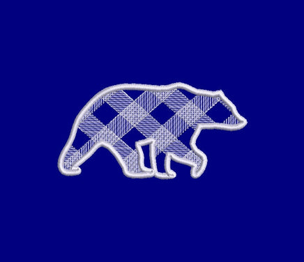 Plaid Bear Machine Embroidery Design, 3 sizes, Plaid Christmas Embroidery Design