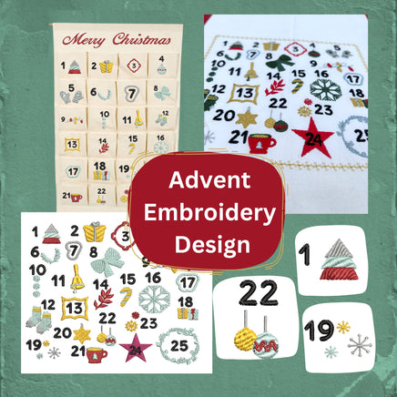 Christmas Advent Calendar Embroidery Design, Quick Stitch, Advent machine embroidery design