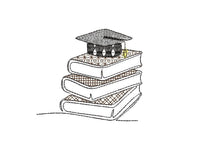 Graduation Stack of Books Machine Embroidery Design - sproutembroiderydesigns