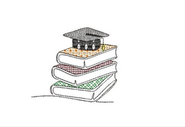 Graduation Stack of Books Machine Embroidery Design - sproutembroiderydesigns