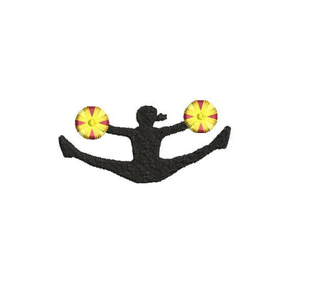 Cheerleading Machine Embroidery Design, Fringe Cheerleader machine embroidery, Silhouette embroidery design, fluffy pom pom design