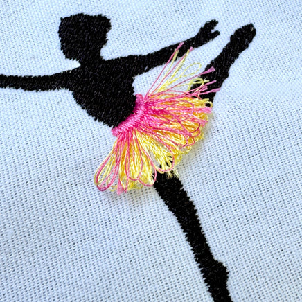 Fringe Tutu Ballerina Machine Embroidery Design, Fringe Ballet embroidery design, 4x4 hoop, Dance Bag Embroidery, Fluffy tutu design