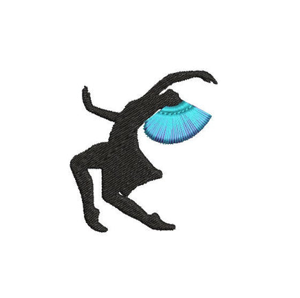 Fringe Hair Dancer Machine Embroidery Design, 4x4 hoop, Silhouette Dance embroidery, dance bag embroidery, jazz, hip hop embroidery